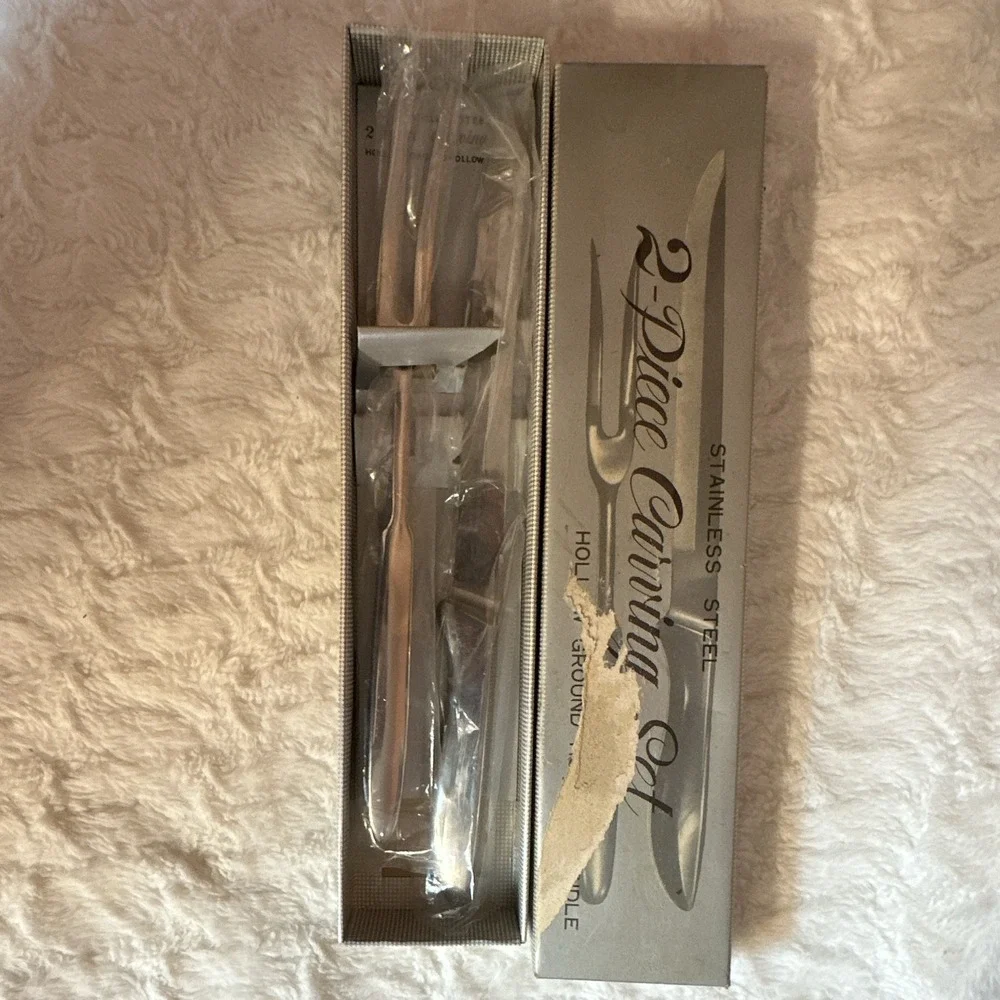 Twice Carving Stainless Steel 2-Piece Carving Set - Knife & Fork, Silver